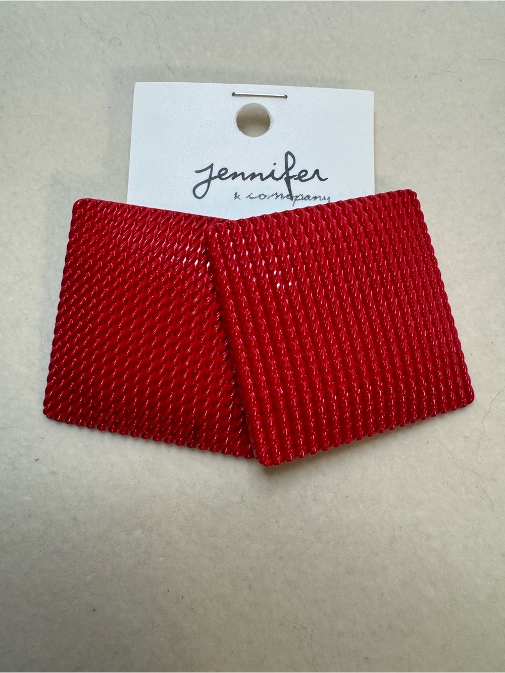 New Jennifer & Company Red textured Statement Earrings NOT CLIP ONS